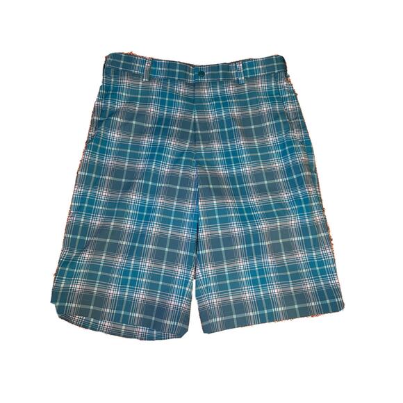 Nike Mens Golf Tour Performance size 32 Shorts Dri Fit Turquoise Plaid athletic - Picture 1 of 9